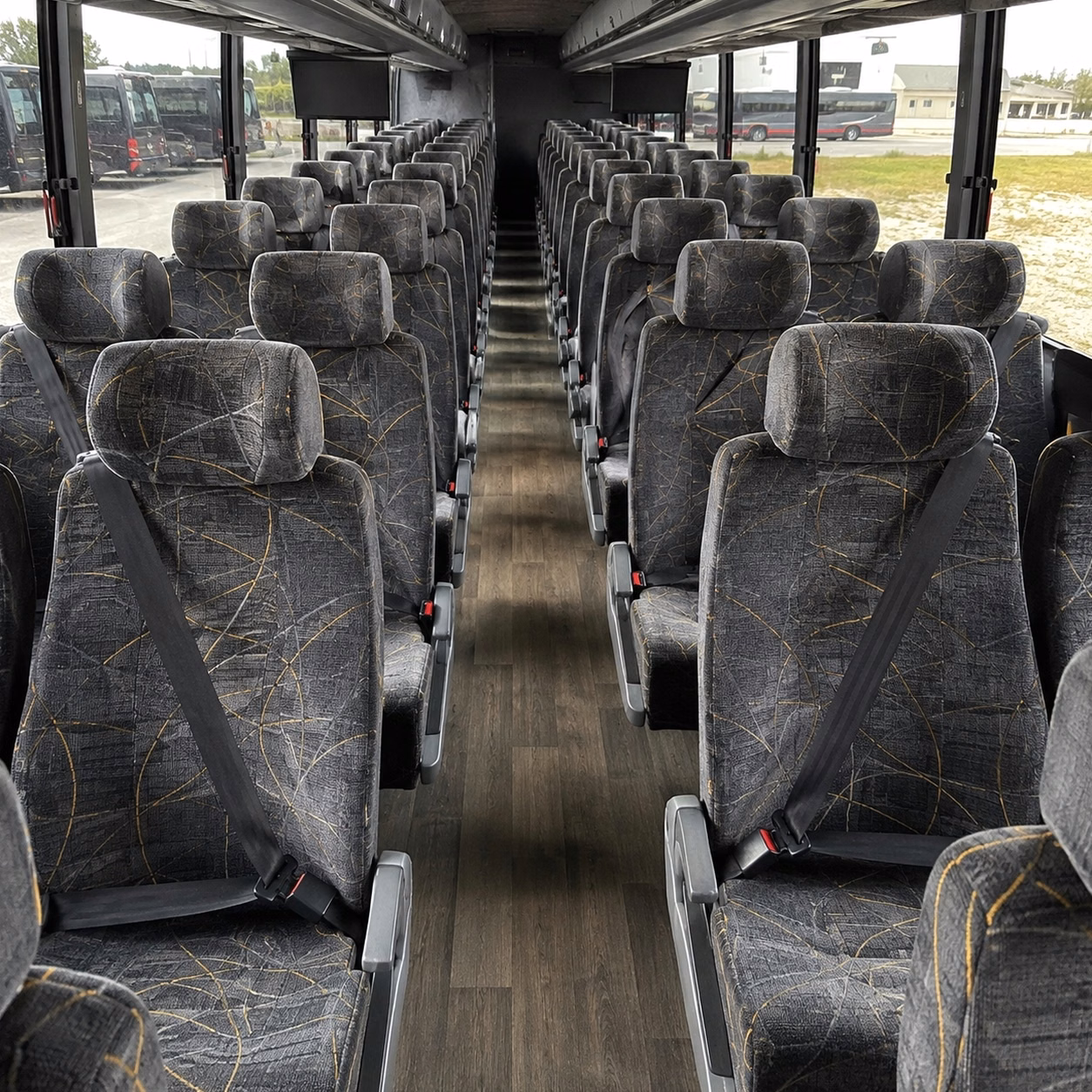 56 passenger charter bus inside
